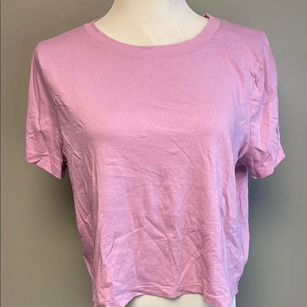 Madewell Pink Crop Relaxed Tee